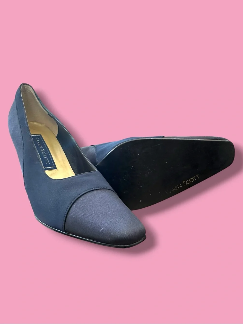 Karen Scott Navy Pointed-Toe Mid-Heel Pumps